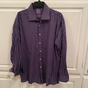 English Laundry By Christopher Wicks Purple Stripe Button Shirt Men’s Size 17.5